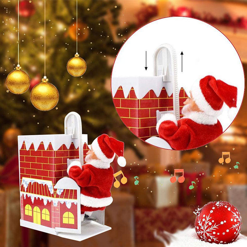 Animated Electric Santa Claus Ladder Climber with Christmas Music