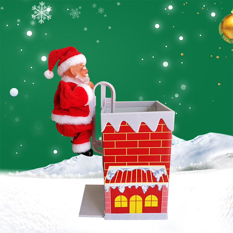 Animated Electric Santa Claus Ladder Climber with Christmas Music