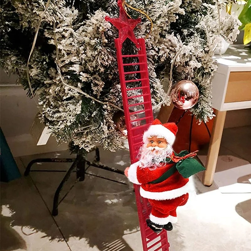 Animated Electric Santa Claus Ladder Climber with Christmas Music