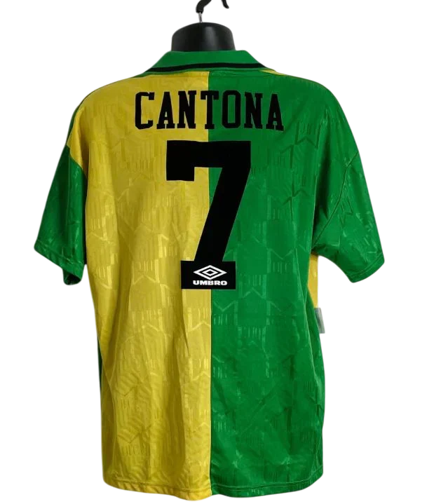 Maglia da calcio retrò verde e oro del Manchester United 1992, Eric Cantona #7