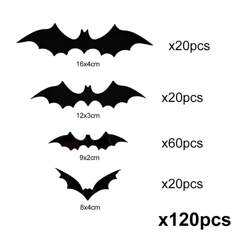 Autocollants muraux en PVC en forme de chauve-souris pour Halloween | Filindra