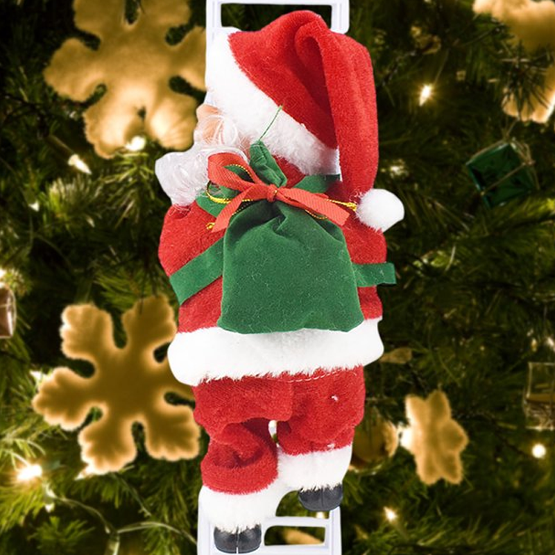 Animated Electric Santa Claus Ladder Climber with Christmas Music