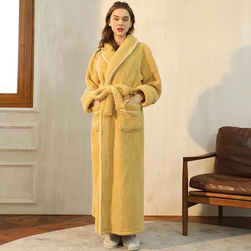 CozyFlannel Winter Bathrobe — Tie Belt, Turn-Down Collar