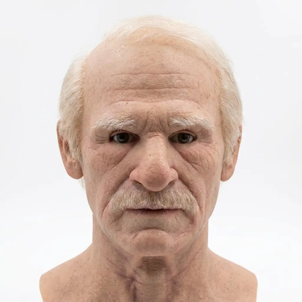 Realistic Creepy Old Man Latex Mask — Seamless Edge Trim, Adult Fit