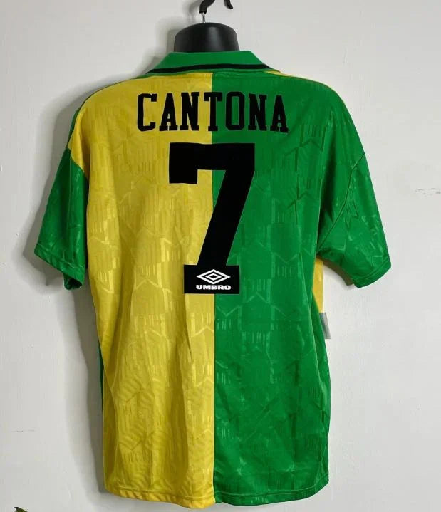 Manchester United 1992 Eric Cantona #7 groen-gouden retro-voetbalshirt