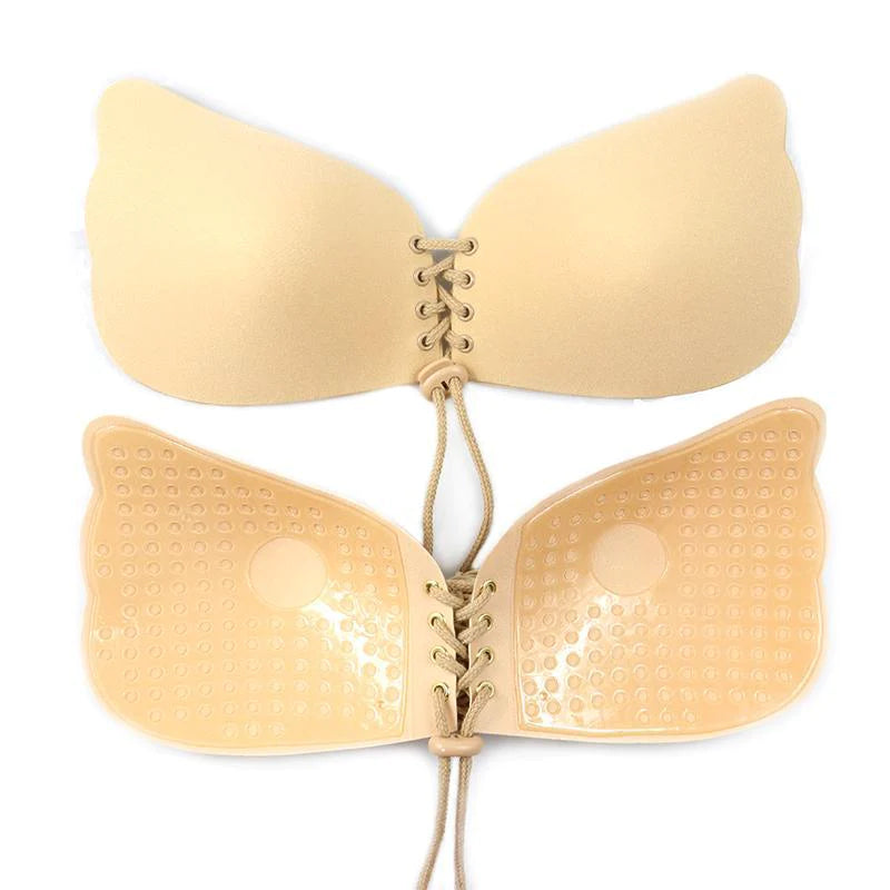 Invisible adhesive bra with lace