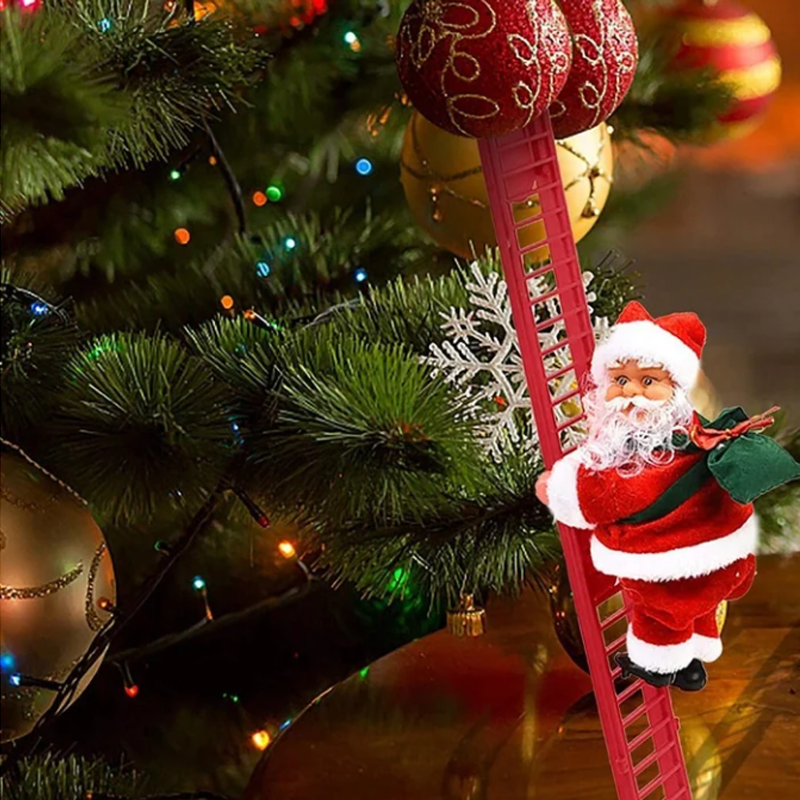 Animated Electric Santa Claus Ladder Climber with Christmas Music