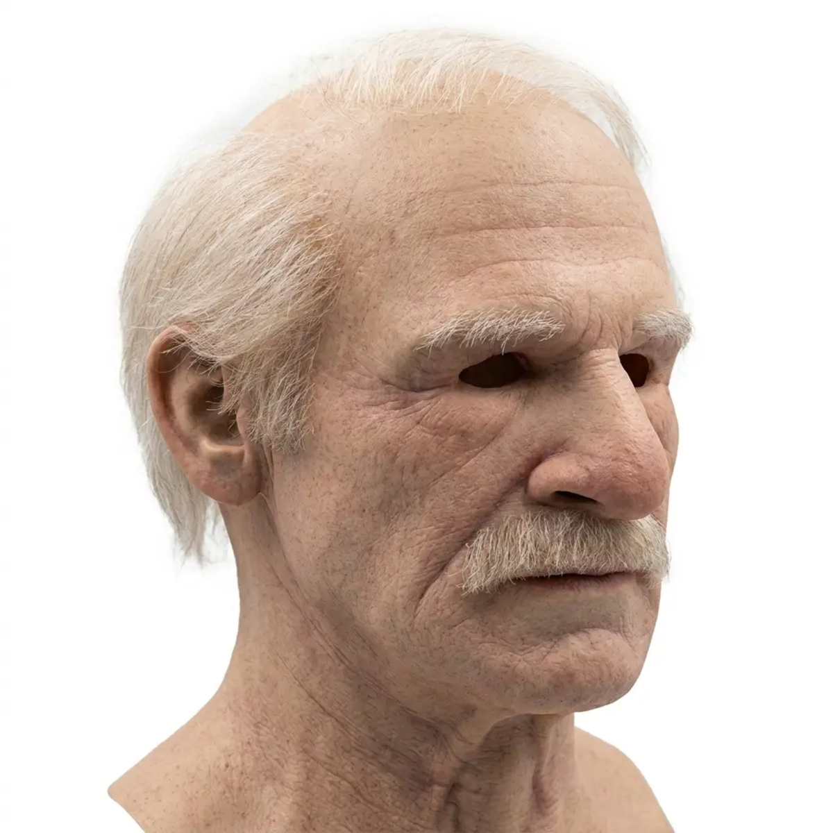 Realistic Creepy Old Man Latex Mask — Seamless Edge Trim, Adult Fit