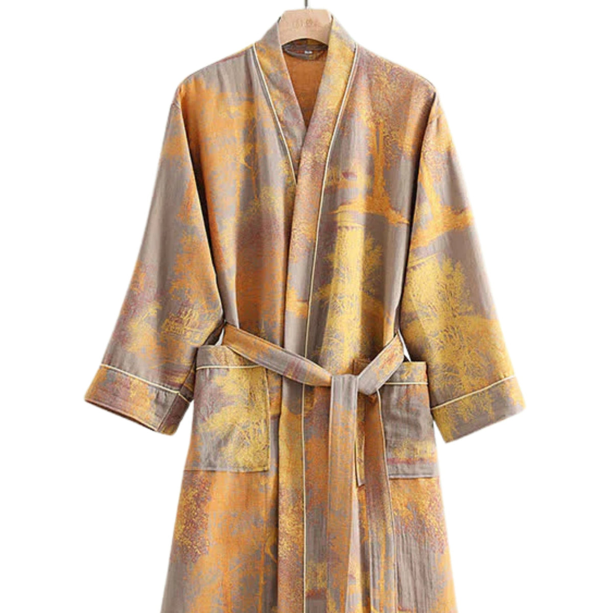 Soft Cotton Kimono Bathrobe — Lightweight Wrap Design
