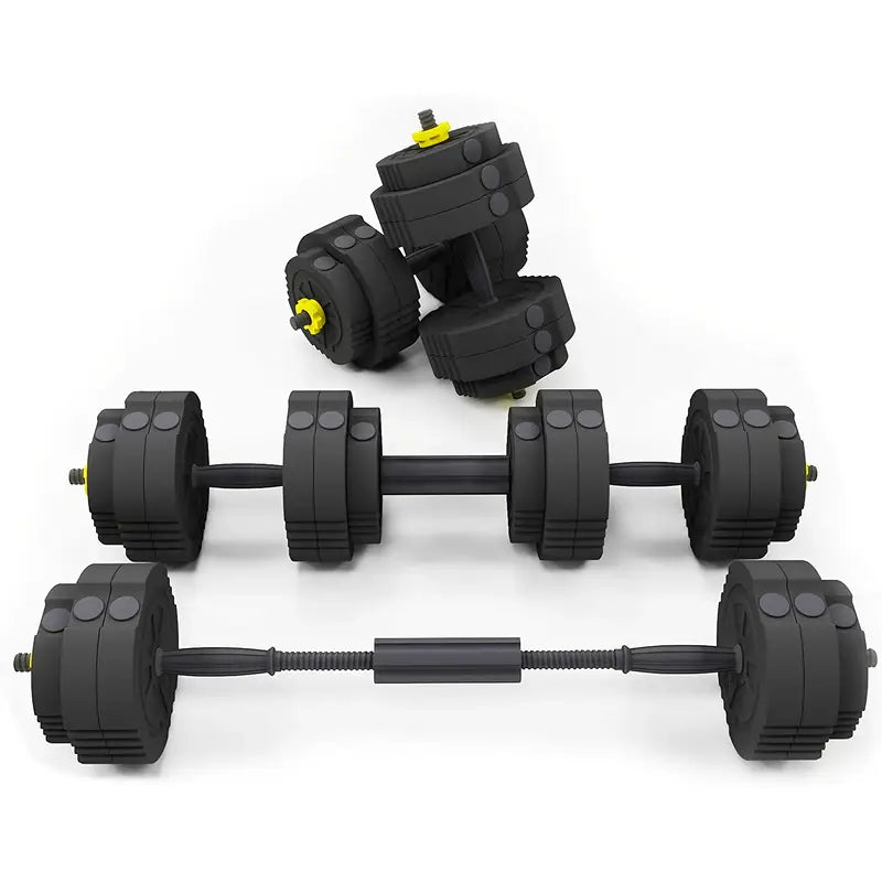 Adjustable 55LB Dumbbell & Barbell Set – 3-in-1 Convertible Home Gym Equipment