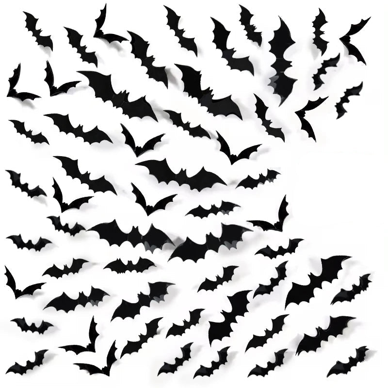 Autocollants muraux en PVC en forme de chauve-souris pour Halloween | Filindra