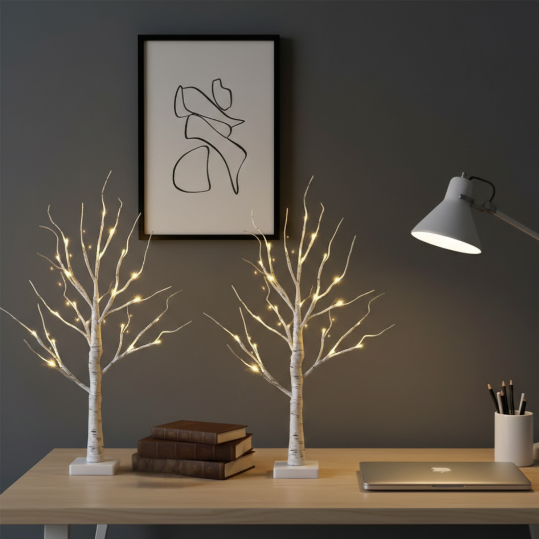 Birch Tree LED Branch Display — Sculptural Form, Soft Natural Glow
