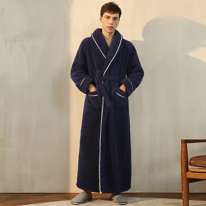CozyFlannel Winter Bathrobe — Tie Belt, Turn-Down Collar