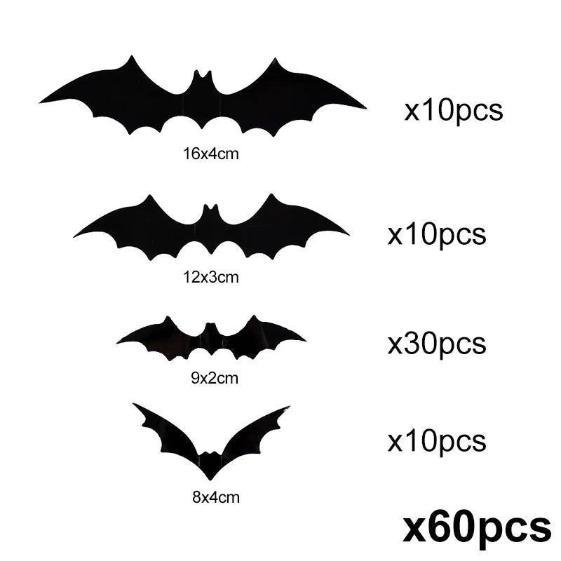 Autocollants muraux en PVC en forme de chauve-souris pour Halloween | Filindra