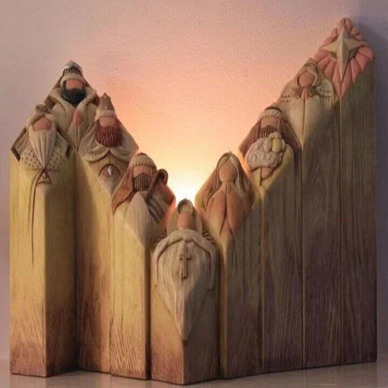 Statues en forme de piliers représentant des personnages de la Nativité Heaven, lot de 9 pièces pour Noël