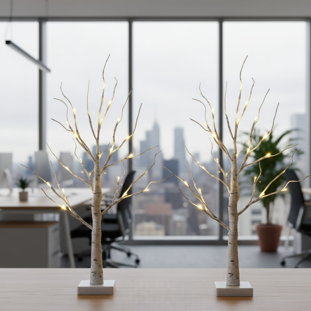 Birch Tree LED Branch Display — Sculptural Form, Soft Natural Glow