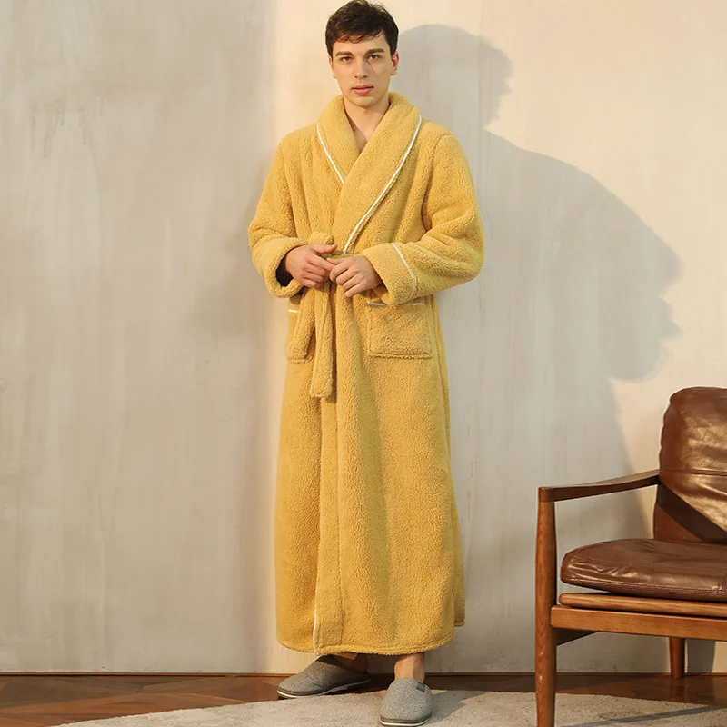 CozyFlannel Winter Bathrobe — Tie Belt, Turn-Down Collar