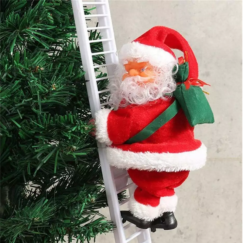 Animated Electric Santa Claus Ladder Climber with Christmas Music