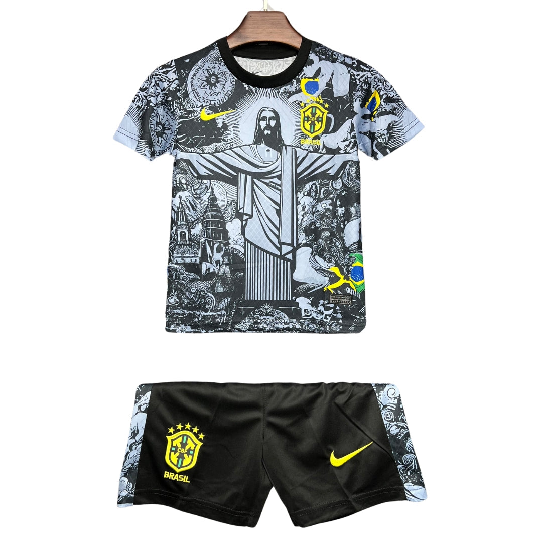 Braziliaans voetbaltenue met Jezus voor kinderen 24 25 - speciaal voetbaltenue voor kinderen