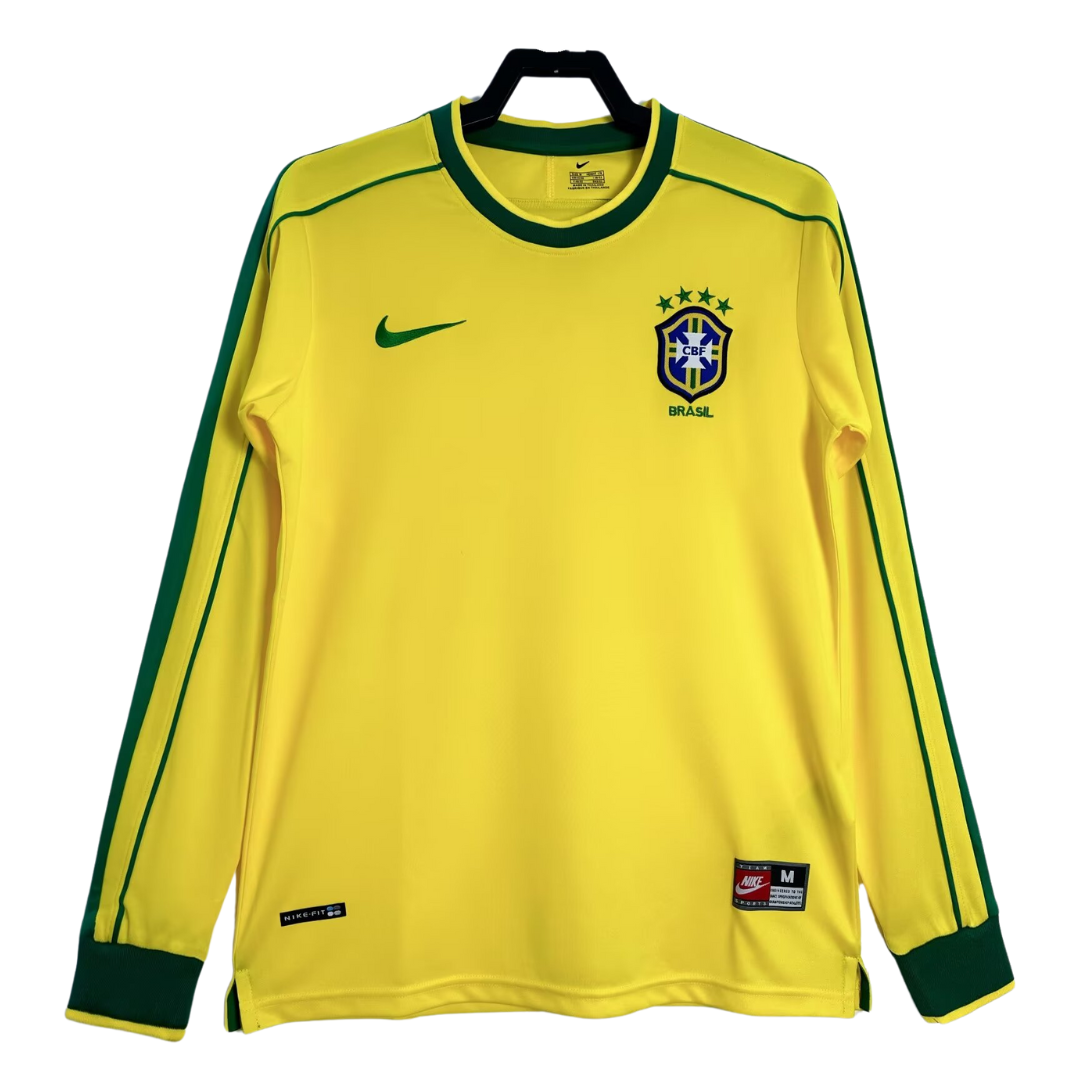 Maglia da casa del Brasile a maniche lunghe - 1998