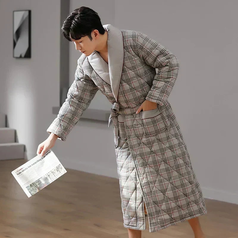 Frosthaven Quilted Winter Bathrobe — Triple-Layer Warmth Construction