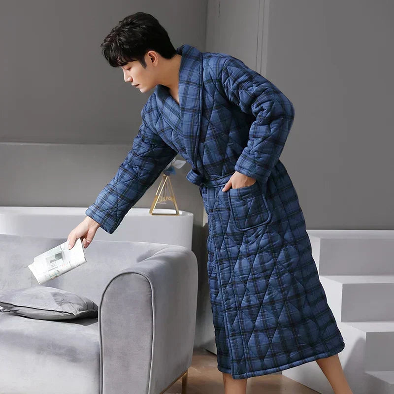 Frosthaven Quilted Winter Bathrobe — Triple-Layer Warmth Construction