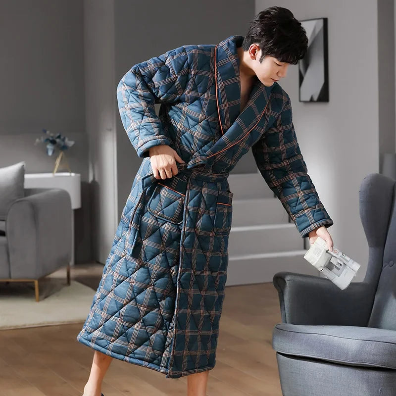 Frosthaven Quilted Winter Bathrobe — Triple-Layer Warmth Construction