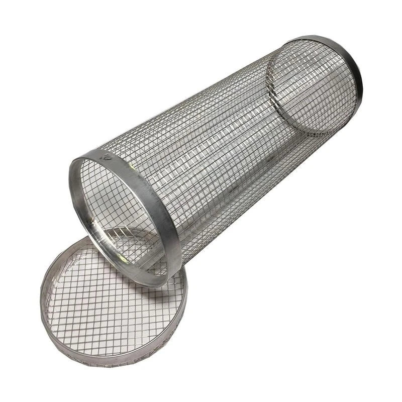 Rotating cylindrical stainless steel barbecue grill for even cooking of vegetables and meat