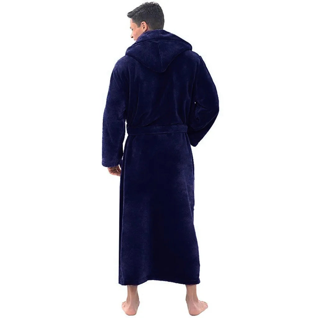 HoodedChill Men's Hooded Plush Bathrobe – Warm, Cozy Comfort