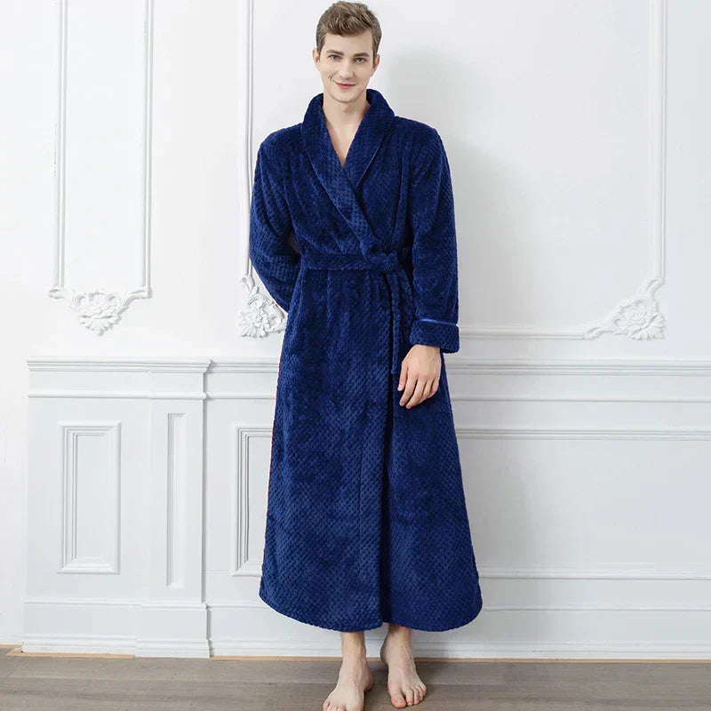 CozyNest Maternity Thermal Flannel Bathrobe — Extra-Long Roomy Fit