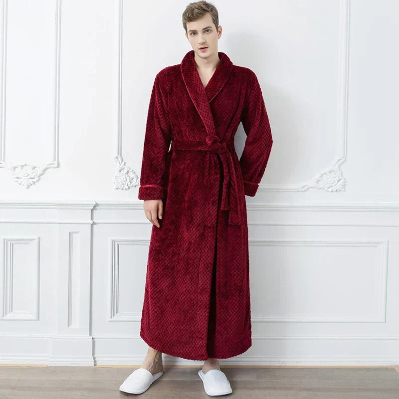 CozyNest Maternity Thermal Flannel Bathrobe — Extra-Long Roomy Fit