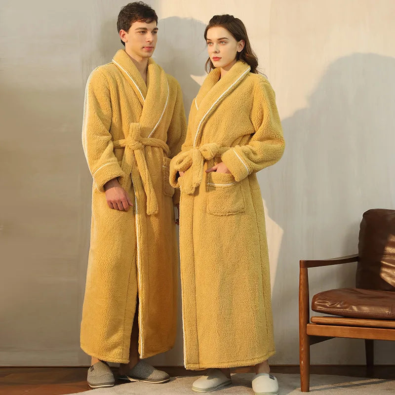 CozyFlannel Winter Bathrobe — Tie Belt, Turn-Down Collar