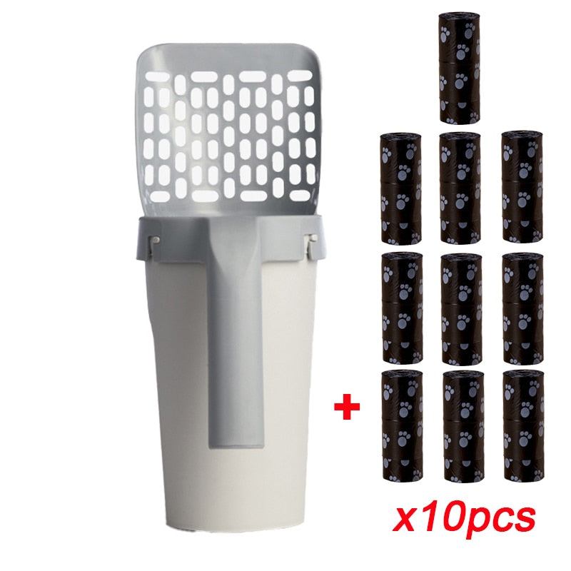 Self-cleaning litter scoop