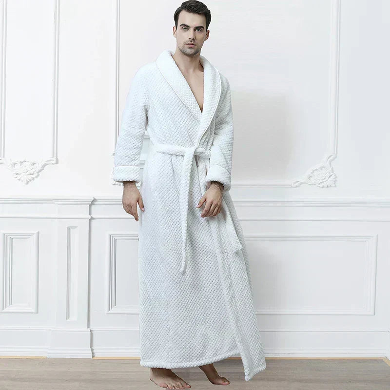 CozyNest Maternity Thermal Flannel Bathrobe — Extra-Long Roomy Fit