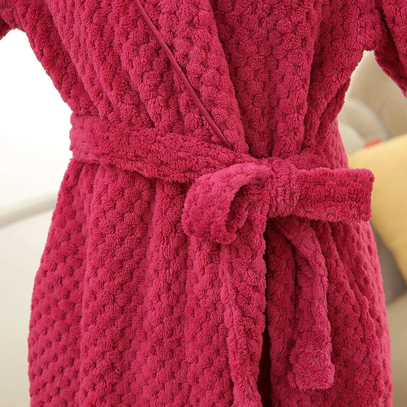 CozyNest Maternity Thermal Flannel Bathrobe — Extra-Long Roomy Fit