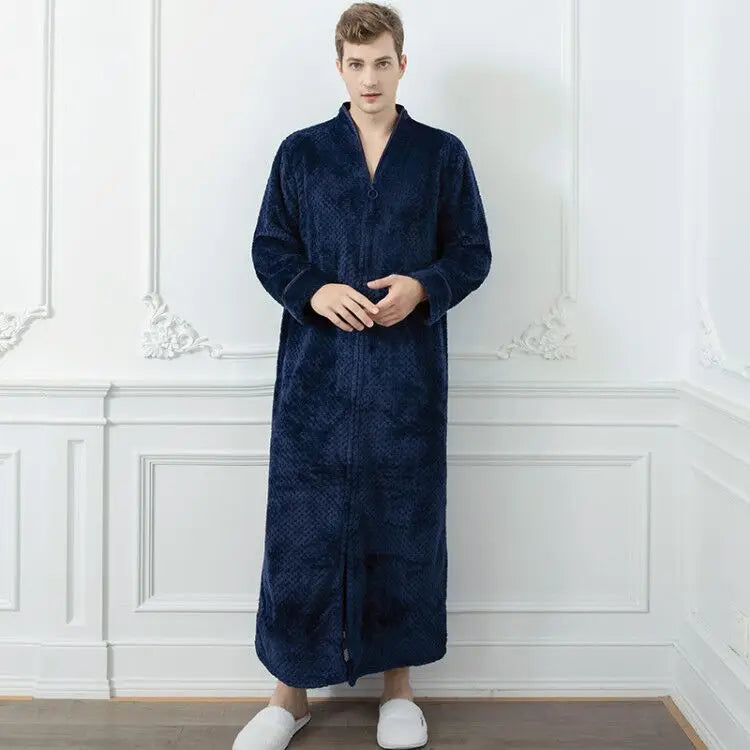 CozyNest Maternity Thermal Flannel Bathrobe — Extra-Long Roomy Fit