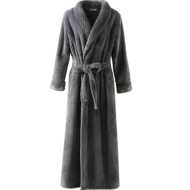 CozyNest Maternity Thermal Flannel Bathrobe — Extra-Long Roomy Fit