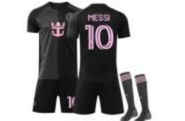 Completo da calcio away per bambini dell'Inter Miami 2024/25, nero, di Messi