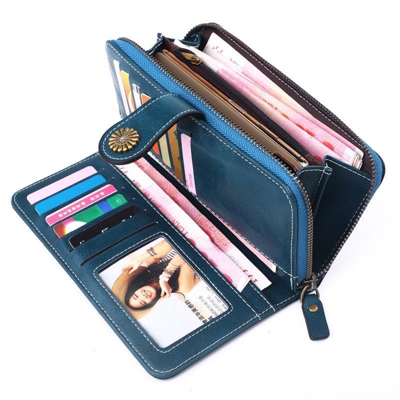 RFID Leather Wallet Purse for Women