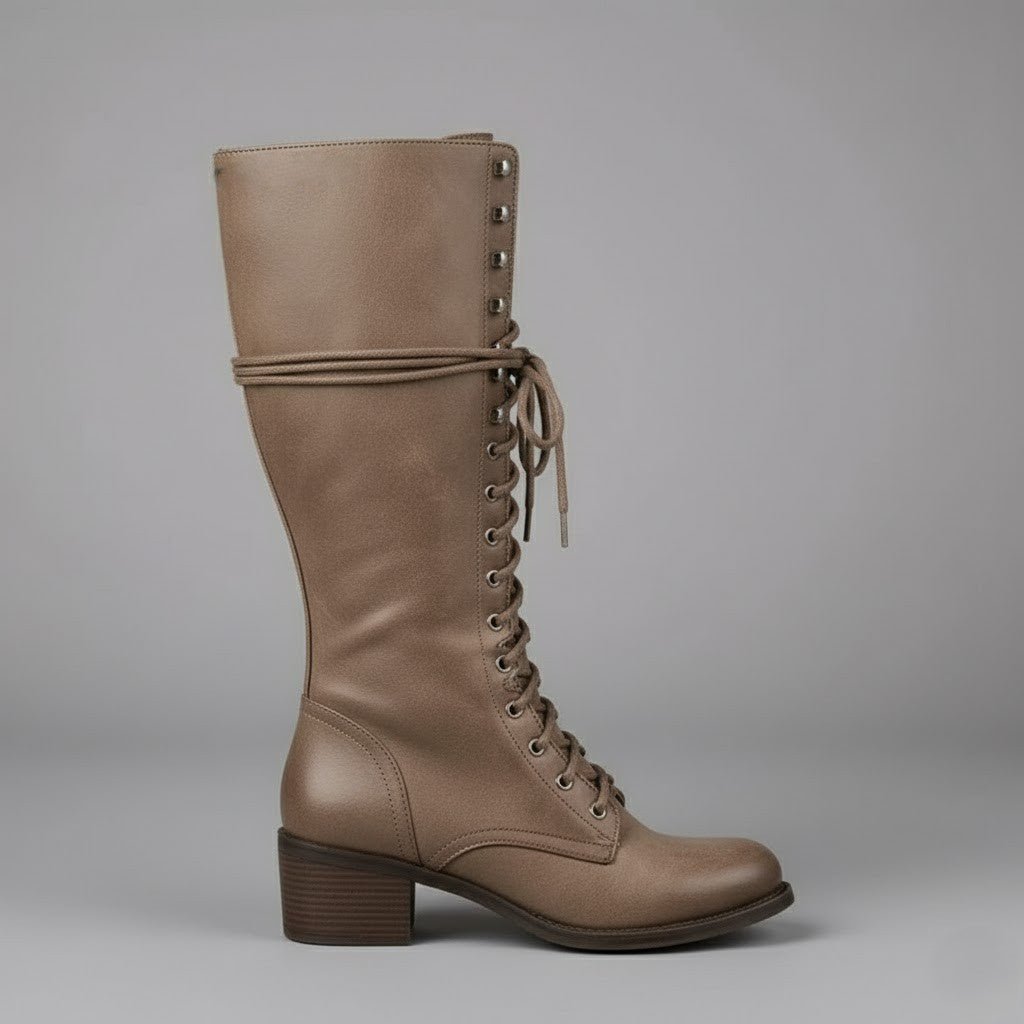 Boots Women Knee High Lace Up Block Heel Length