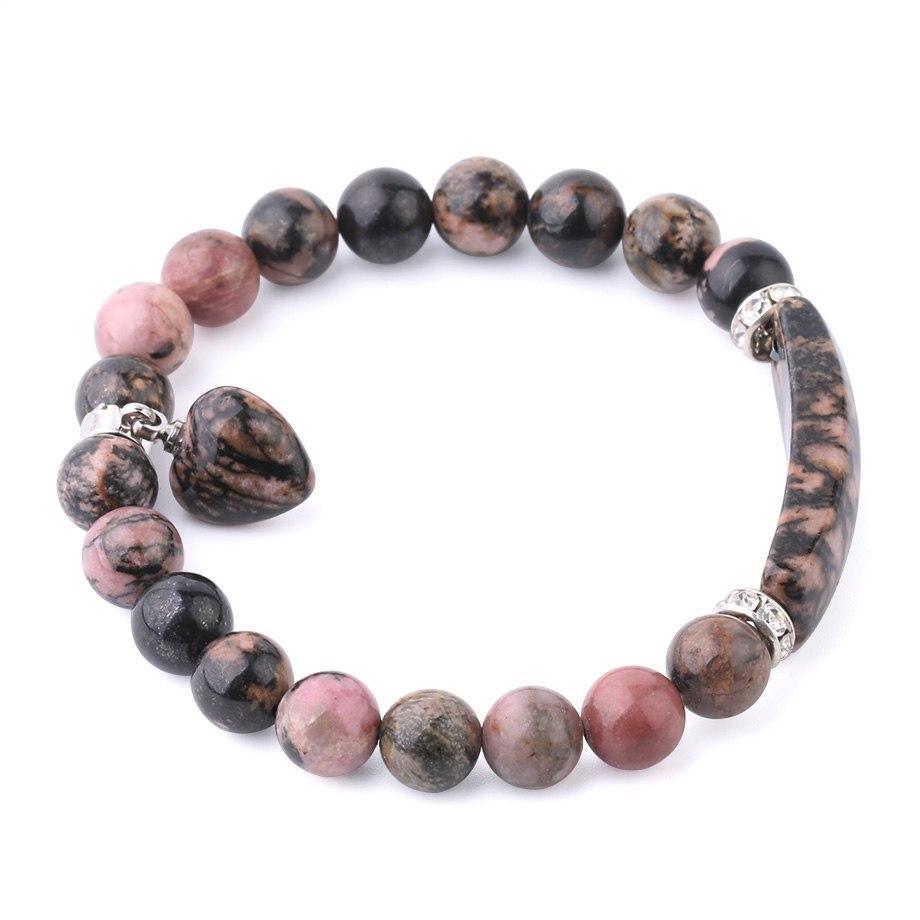 Rhodonite Heart Healing Beads Bracelet