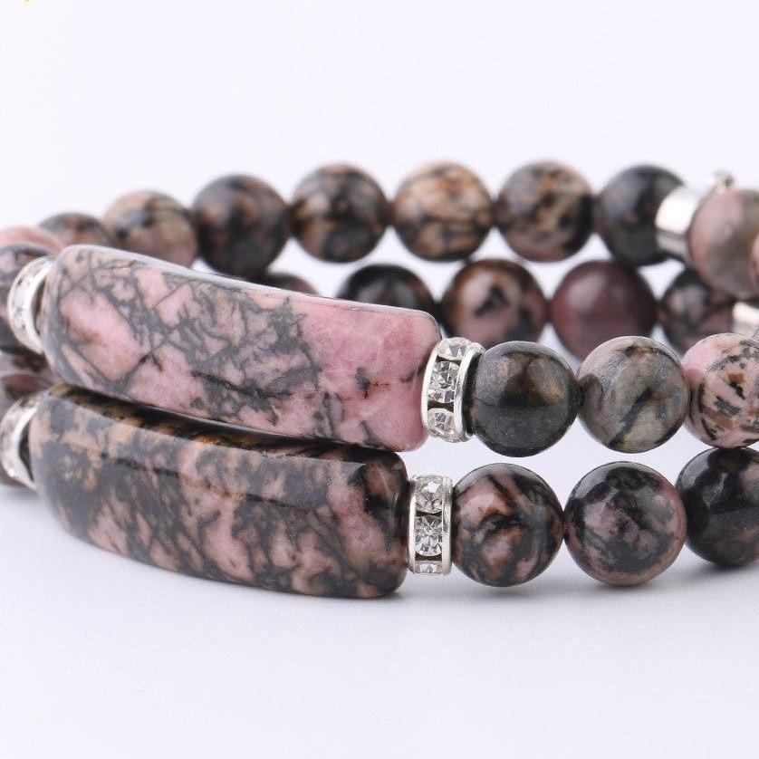Rhodonite Heart Healing Beads Bracelet