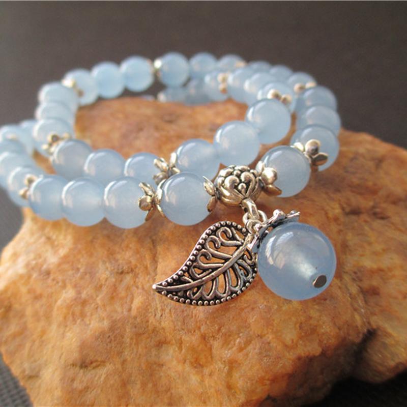 Tibetan lucky bracelet in blue crystal