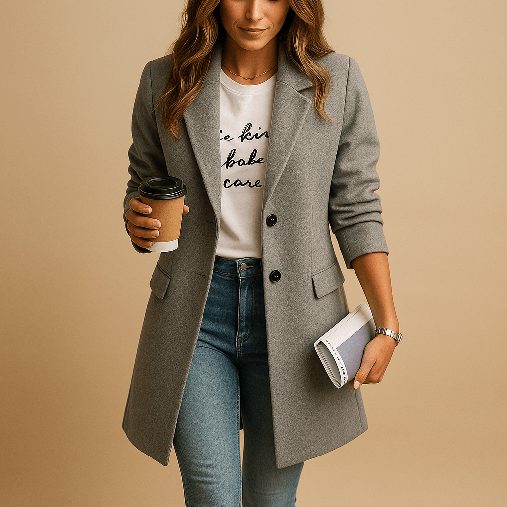 Coat Women Elegant Mid-Length Tailored Fit