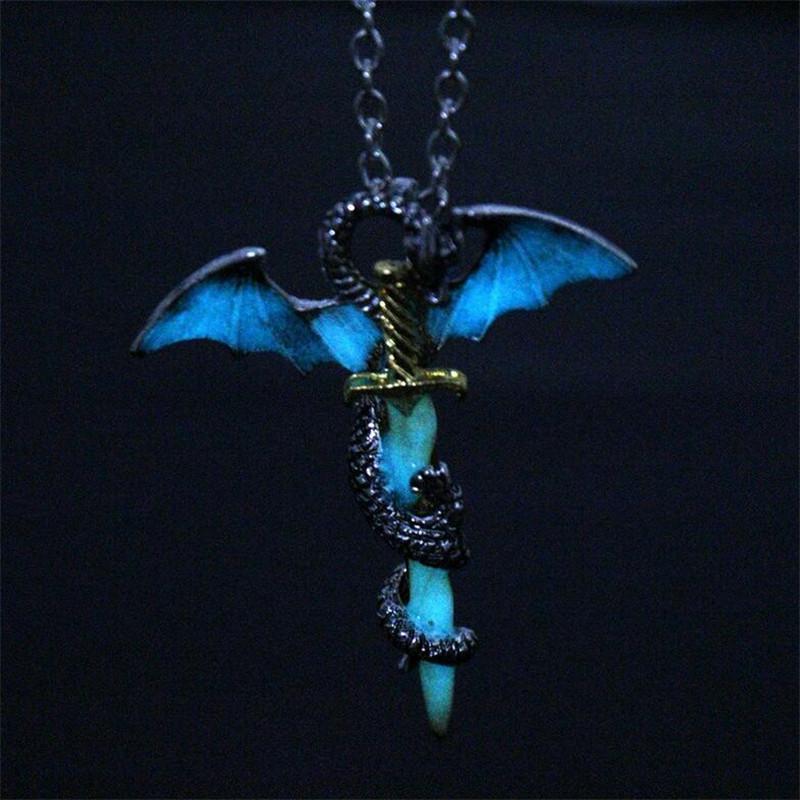Dragon sword necklace in the dark