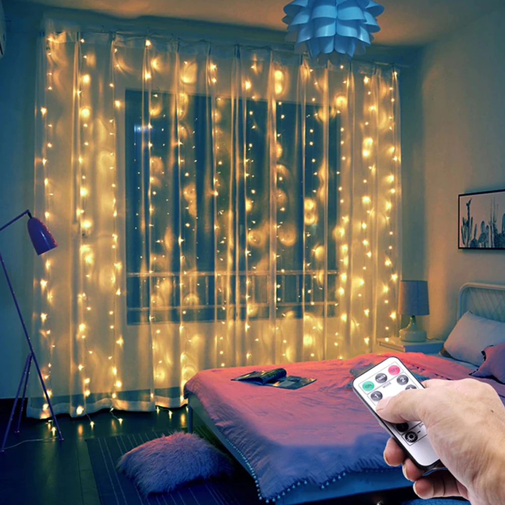 LED Curtain Fairy Lights — Remote Control, 4 Colour Options