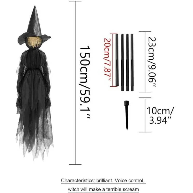 3PCS Indoor And Outdoor Halloween Decorations - Sound Activated Hand Holding Witch | Filindra