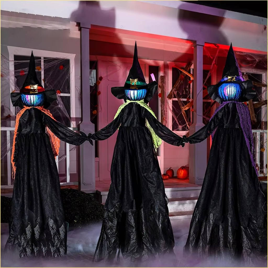 3PCS Indoor And Outdoor Halloween Decorations - Sound Activated Hand Holding Witch | Filindra