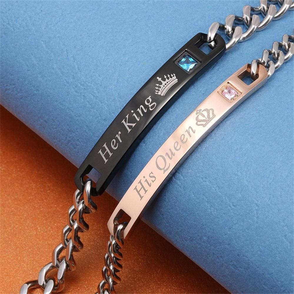 Duo of love bracelets “his king, his queen”