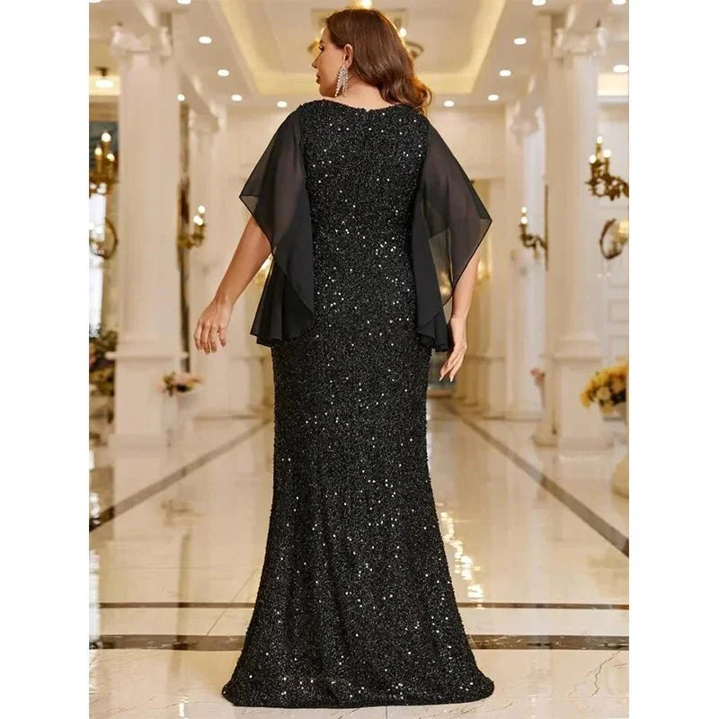 Evening Dress Women Plus Size V-Neck Elegant Maxi Style